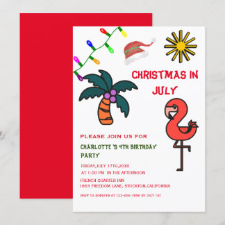 Weihnachten im Juli Sommer Party Flamingo Geburtst Einladung