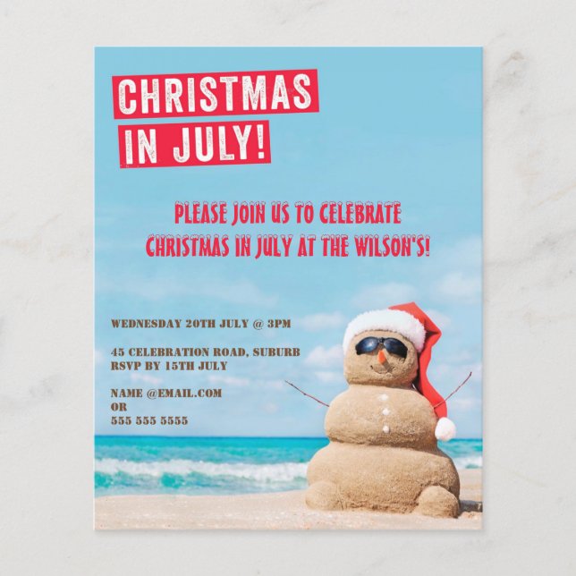 Weihnachten im Juli Sommer Party Flyer (Vorne)