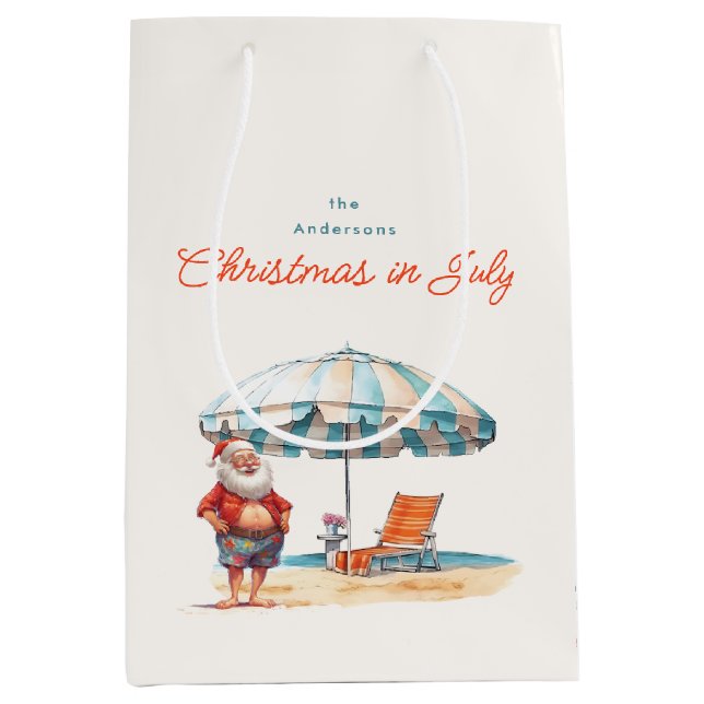 Weihnachten im Juli Sommer Weihnachten am Strand Mittlere Geschenktüte (Vorderseite)