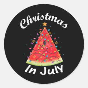 Weihnachten im Juli Sommerdesign Melone Weihnachts Runder Aufkleber