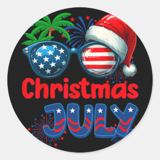 Weihnachten im Juli Sommerstrand Hawaii Santa Usa Runder Aufkleber