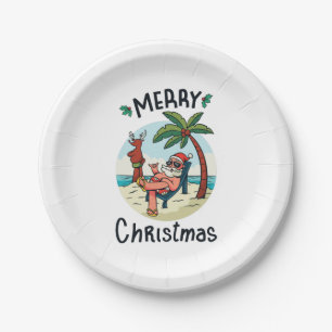 Weihnachten im Juli Square Sticker Postkarte Pappteller