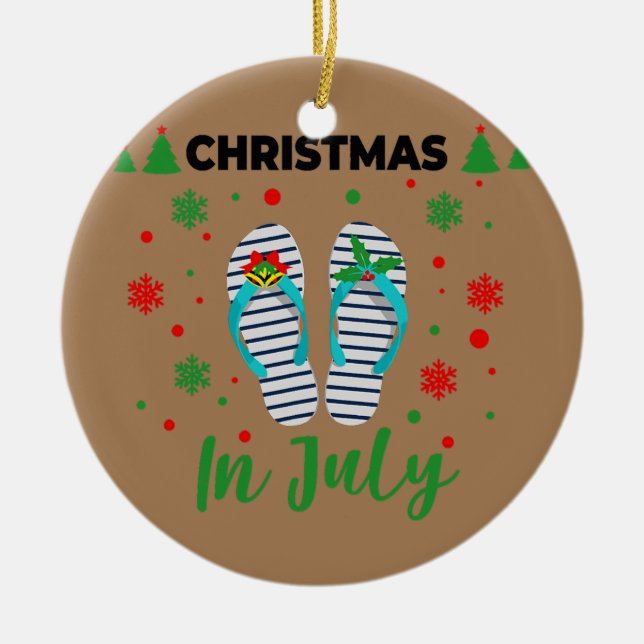 Weihnachten im Juli Summer Beach Vacacation Gedreh Keramik Ornament (Vorne)