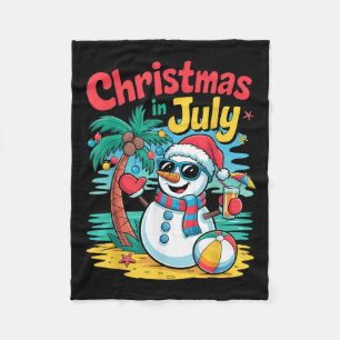 Weihnachten im Juli Summer Beach Xmas Snowman Palm Fleecedecke