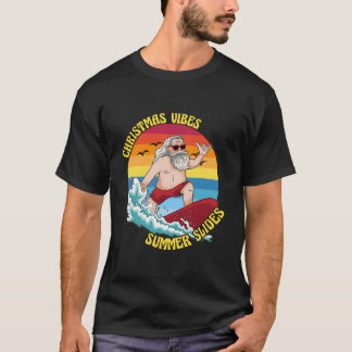Weihnachten im Juli Surfen Weihnachtsmann T-Shirt