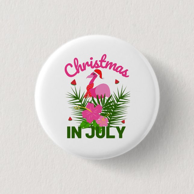 Weihnachten im Juli süßer Sommer Flamingo Button (Vorderseite)