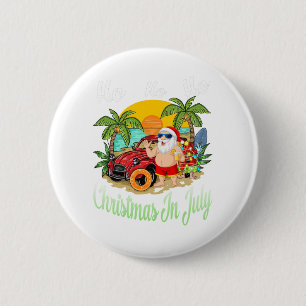 Weihnachten im Juli T-Shirt Funny Santa Summer Bea Button