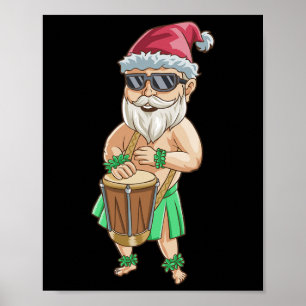 Weihnachten im Juli T-Shirt Lustiger Santa Hawaiia Poster