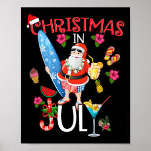 Weihnachten im Juli T-Shirt Lustiger Santa Sommer Poster