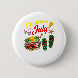 Weihnachten im Juli T Shirt Sommerstrand Urlaub Button