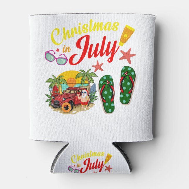 Weihnachten im Juli T Shirt Sommerstrand Urlaub Dosenkühler (Vorderseite)