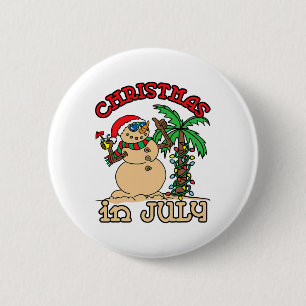 Weihnachten im Juli T-Shirts Schneemann Sand Palme Button