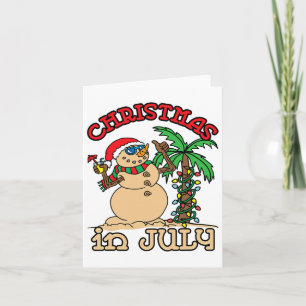 Weihnachten im Juli T Shirts Snowman Sand Palm Tre Karte