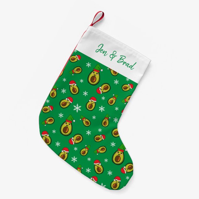 Weihnachten im Juli Tropical Avocados Print Kleiner Weihnachtsstrumpf (Vorderansicht (hängend))