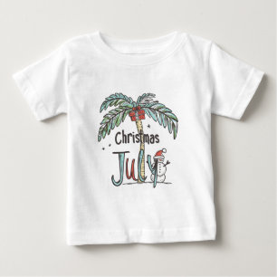 Weihnachten im Juli Tropischer Schneemann-Festtags Baby T-shirt