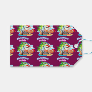 Weihnachten im Juli Tropisches Santa-Stranddesign Geschenkanhänger