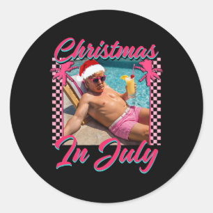 Weihnachten im Juli Trump Lustig Chillen Santa Haw Runder Aufkleber