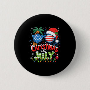 Weihnachten im Juli US-Flagge Summer Beach Hawaii Button