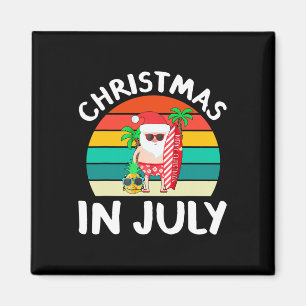 Weihnachten im Juli Vintage Santa Hawaiian Surfen Magnet