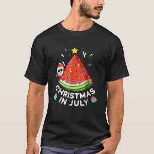 Weihnachten im Juli Wassermelon Santa Summer Tree T-Shirt
