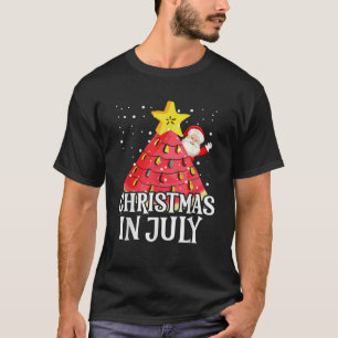 Weihnachten im Juli Wassermelon Santa Summer Tree T-Shirt