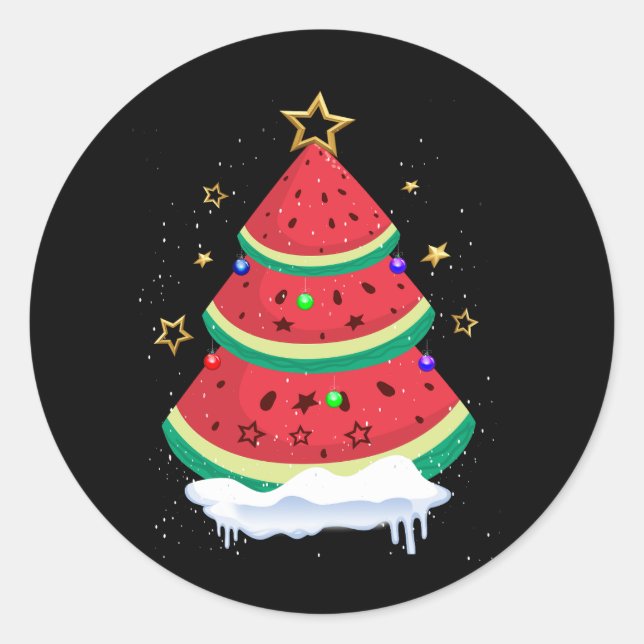Weihnachten im Juli Wassermelon Weihnachten Sommer Runder Aufkleber (Vorderseite)