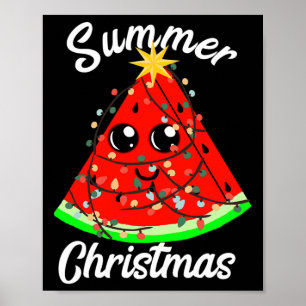 Weihnachten im Juli Wassermelone Obstbaum Tropisch Poster