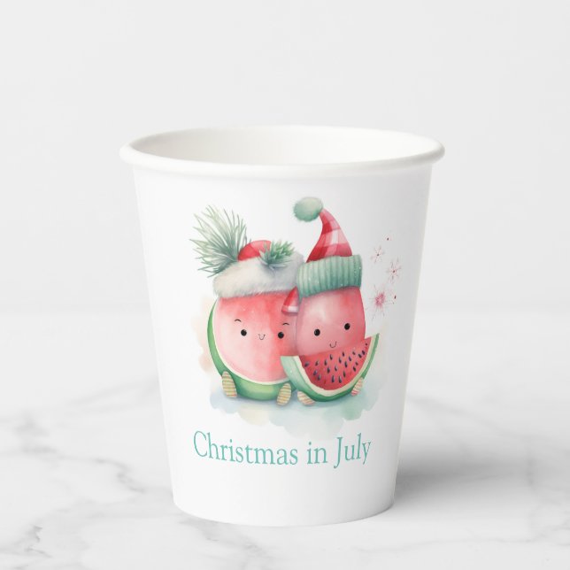 Weihnachten im Juli Wassermelone Pappbecher (Vorderseite)