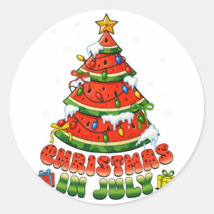 Weihnachten im Juli Wassermelone Xmas Baum Sommer Runder Aufkleber