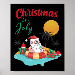 Weihnachten im Juli Wassermelone Xmas Palme Sommer Poster