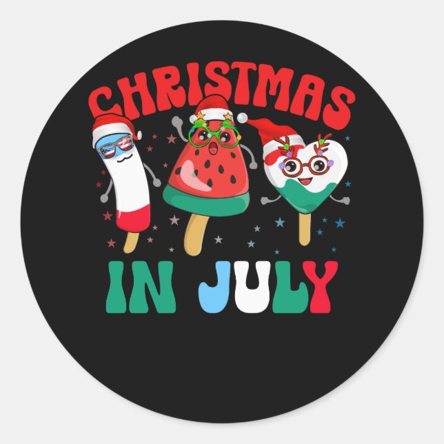 Weihnachten im Juli Watermelon Ice Pop Weihnachten Runder Aufkleber (Vorderseite)