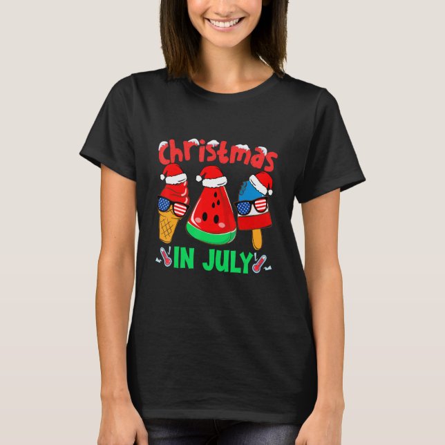 Weihnachten im Juli Watermelon Ice Pop Weihnachten T-Shirt (Vorderseite)