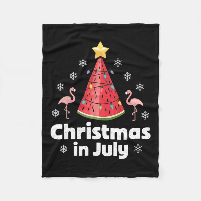 Weihnachten im Juli Watermelon Tree Funny Flamingo Fleecedecke (Vorderseite)
