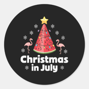Weihnachten im Juli Watermelon Tree Funny Flamingo Runder Aufkleber