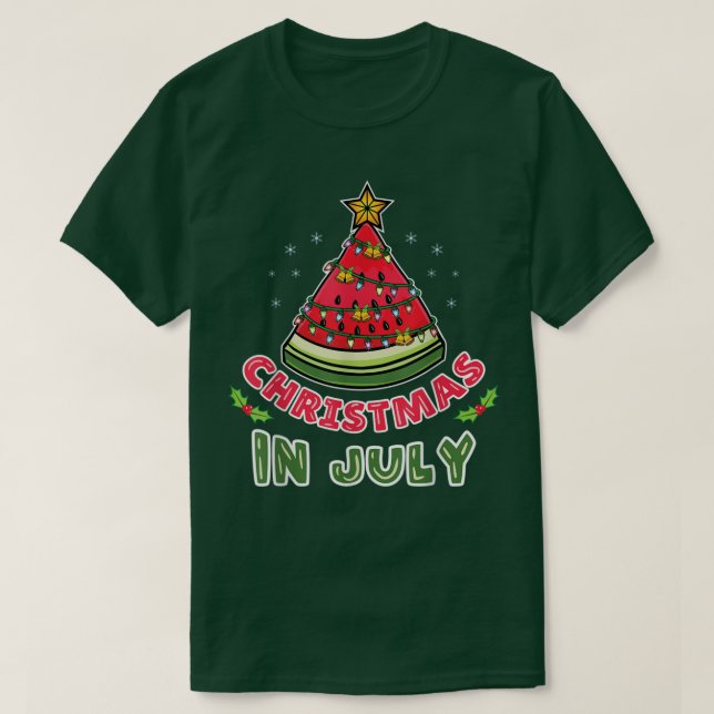 Weihnachten im Juli Watermelon Weihnachtsbaum T-Shirt (Design vorne)