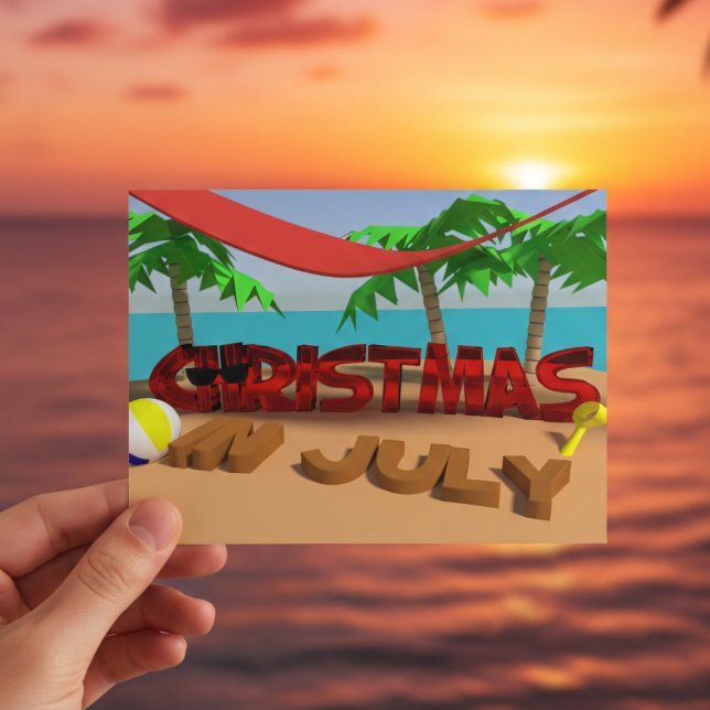 Weihnachten im Juli Weihnachten Postkarte (Send warm wishes from your getaway)