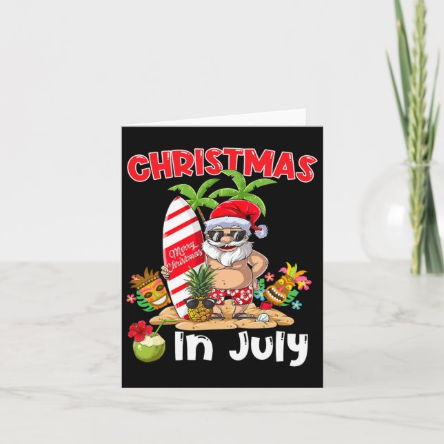 Weihnachten im Juli Weihnachtsfest Sommer Tiki Karte (Vorderseite)