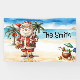 Weihnachten im Juli Weihnachtsmann am Strand Banner
