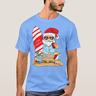 Weihnachten im Juli Weihnachtsmann am Strand mit S T-Shirt
