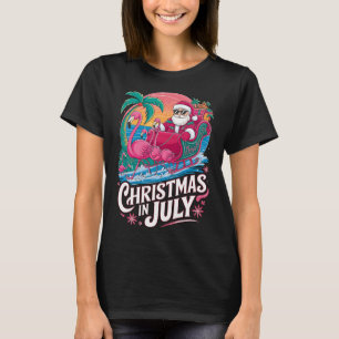 Weihnachten im Juli Weihnachtsmann Flamingo Float T-Shirt