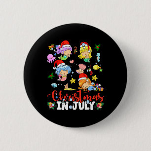 Weihnachten im Juli Weihnachtsmann Meerjungfrau Li Button