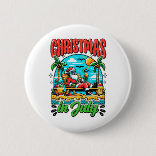 Weihnachten im Juli Weihnachtsmann Sommer Strandpa Button