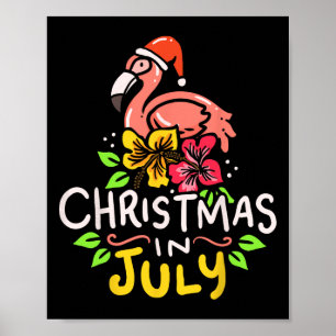 Weihnachten im Juli Weihnachtsmann Surfen Poster
