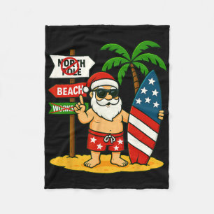 Weihnachten im Juli Weihnachtsmann und Surfbrett U Fleecedecke