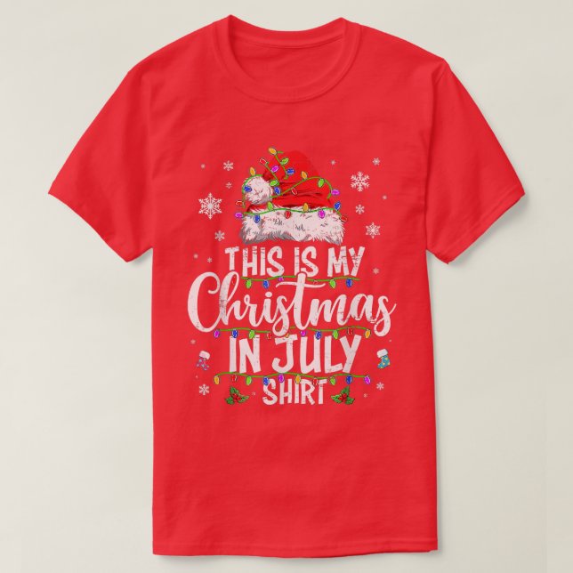 Weihnachten im Juli Weihnachtsmannmütze Sommerstra T-Shirt (Design vorne)