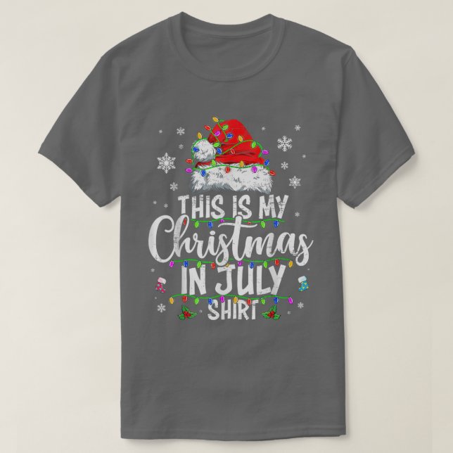 Weihnachten im Juli Weihnachtsmannmütze Sommerstra T-Shirt (Design vorne)