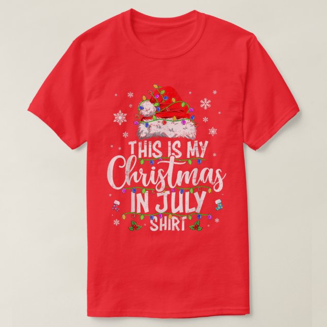 Weihnachten im Juli Weihnachtsmannmütze Sommerstra T-Shirt (Design vorne)
