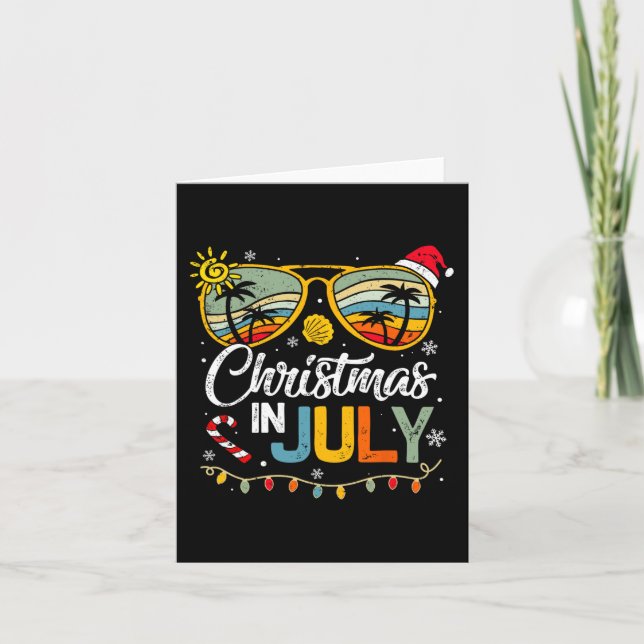 Weihnachten im Juli Weihnachtsmannmütze Sonnenbril Karte (Vorderseite)