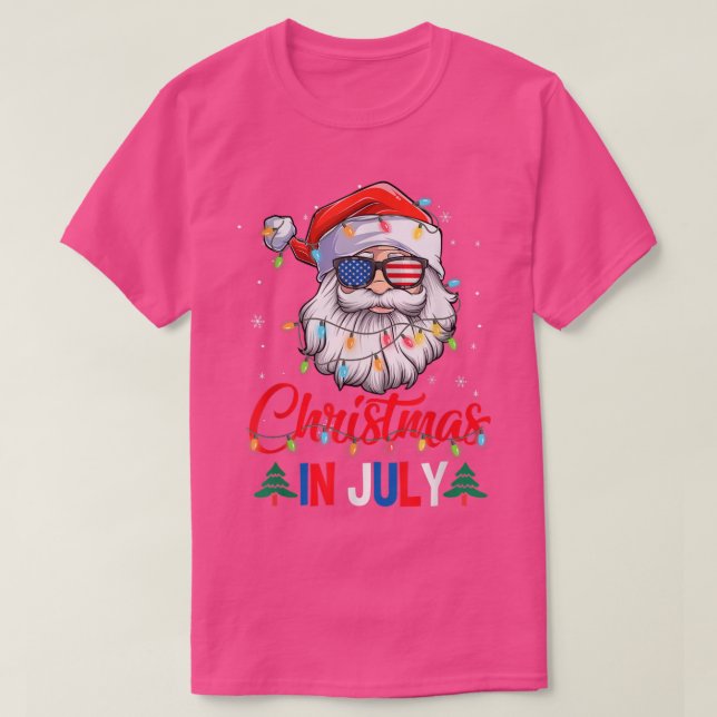 Weihnachten im Juli Weihnachtsmannmütze Sonnenbril T-Shirt (Design vorne)