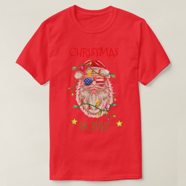 Weihnachten im Juli Weihnachtsmannmütze Sonnenbril T-Shirt (Design vorne)